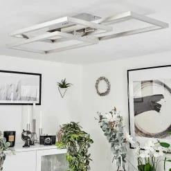 Plafonnier Relous Led Acier Inoxydable, 3 Lumieres, Telecommandes, Changeur De Couleurs