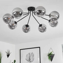 Plafonnier Remaisnil Noir, 8 Lumieres