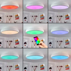 Plafonnier Rhone Led Blanc, 1 Lumiere, Changeur De Couleurs