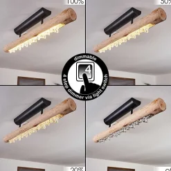 Plafonnier Rodeche Led Bois Clair, Noir, 1 Lumiere