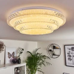 Plafonnier Roseto Led Transparent, Blanc, 1 Lumiere, Telecommandes