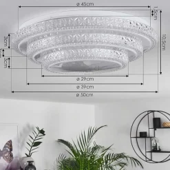 Plafonnier Roseto Led Transparent, Blanc, 1 Lumiere, Telecommandes