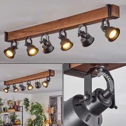 Plafonnier Safari Brun, Noir, 6 Lumieres