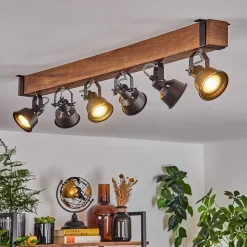 Plafonnier Safari Brun, Noir, 6 Lumieres