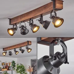 Plafonnier Safari Brun, Noir, 5 Lumieres