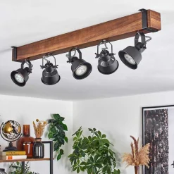 Plafonnier Safari Brun, Noir, 5 Lumieres