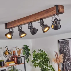 Plafonnier Safari Brun, Noir, 5 Lumieres