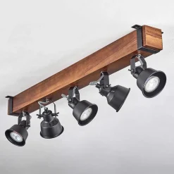 Plafonnier Safari Brun, Noir, 5 Lumieres