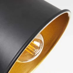 Plafonnier Safari Chrome, Bois Clair, Noir, 2 Lumieres