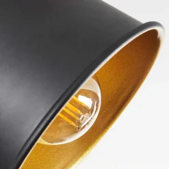 Plafonnier Safari Chrome, Bois Clair, Noir, 4 Lumieres