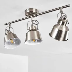 Plafonnier Safari Chrome Brosse, 3 Lumieres