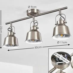 Plafonnier Safari Chrome Brosse, 3 Lumieres