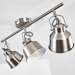 Plafonnier Safari Chrome Brosse, 3 Lumieres