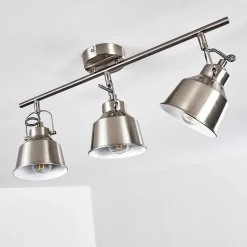 Plafonnier Safari Chrome Brosse, 3 Lumieres