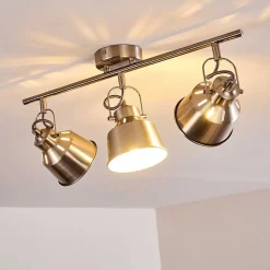 Plafonnier Safari Chrome Brosse, 3 Lumieres