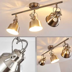 Plafonnier Safari Chrome Brosse, 3 Lumieres