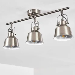 Plafonnier Safari Chrome Brosse, 3 Lumieres