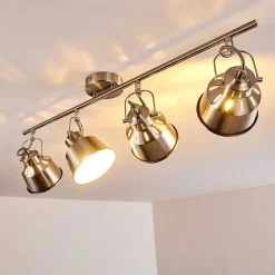 Plafonnier Safari Chrome Brosse, 4 Lumieres