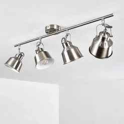 Plafonnier Safari Chrome Brosse, 4 Lumieres