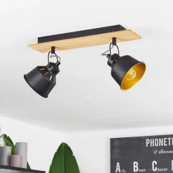 Plafonnier Safari Chrome, Ecru, Noir, 2 Lumieres