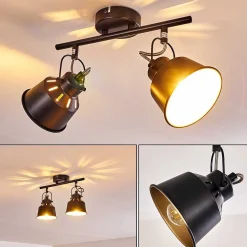 Plafonnier Safari Noir, 2 Lumieres