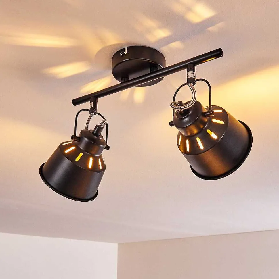 Plafonnier Safari Noir, 2 Lumieres