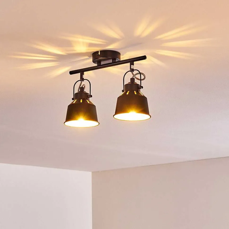 Plafonnier Safari Noir, 2 Lumieres