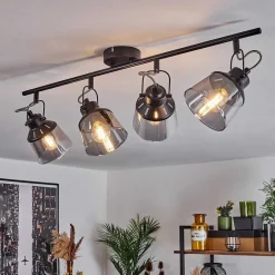 Plafonnier Safari Noir, 4 Lumieres