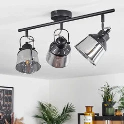 Plafonnier Safari Noir, 3 Lumieres