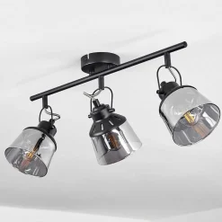 Plafonnier Safari Noir, 3 Lumieres