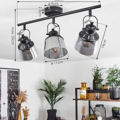 Plafonnier Safari Noir, 3 Lumieres