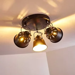 Plafonnier Safari Noir, 3 Lumieres