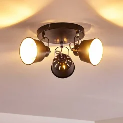 Plafonnier Safari Noir, 3 Lumieres