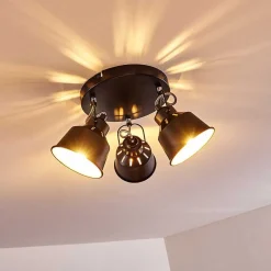 Plafonnier Safari Noir, 3 Lumieres