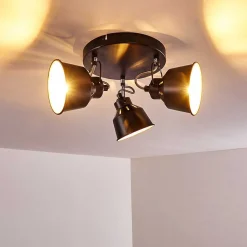 Plafonnier Safari Noir, 3 Lumieres