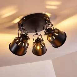 Plafonnier Safari Noir, 3 Lumieres