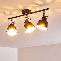 Plafonnier Safari Noir Dore, 3 Lumieres