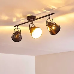 Plafonnier Safari Noir Dore, 3 Lumieres