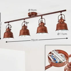 Plafonnier Safari Rouille, 4 Lumieres