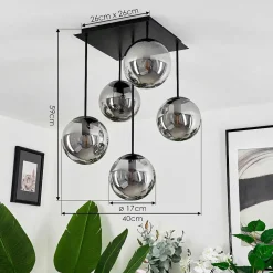 Plafonnier Salamonde Noir, 5 Lumieres