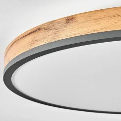 Plafonnier Salmi Led Anthracite, Brun, Couleur Bois, Noir, 1 Lumiere, Telecommandes