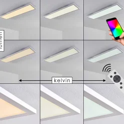 Plafonnier Salmi Led Blanc, 1 Lumiere, Telecommandes, Changeur De Couleurs