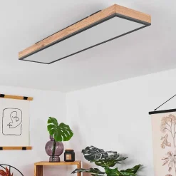 Plafonnier Salmi Led Couleur Bois, Noir, Blanc, 1 Lumiere