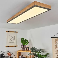 Plafonnier Salmi Led Couleur Bois, Noir, Blanc, 1 Lumiere