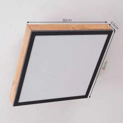 Plafonnier Salmi Led Couleur Bois, Noir, Blanc, 1 Lumiere