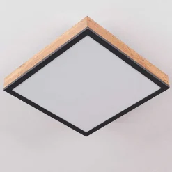 Plafonnier Salmi Led Couleur Bois, Noir, Blanc, 1 Lumiere