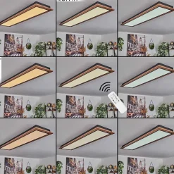 Plafonnier Salmi Led Couleur Bois, 1 Lumiere, Telecommandes