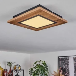 Plafonnier Salmi Led Couleur Bois, Noir, 1 Lumiere