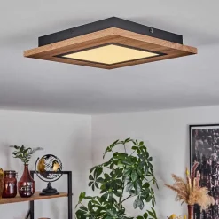 Plafonnier Salmi Led Couleur Bois, Noir, 1 Lumiere