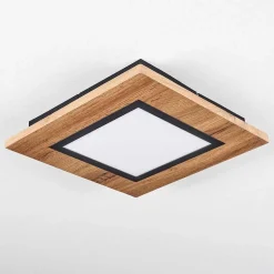 Plafonnier Salmi Led Couleur Bois, Noir, 1 Lumiere